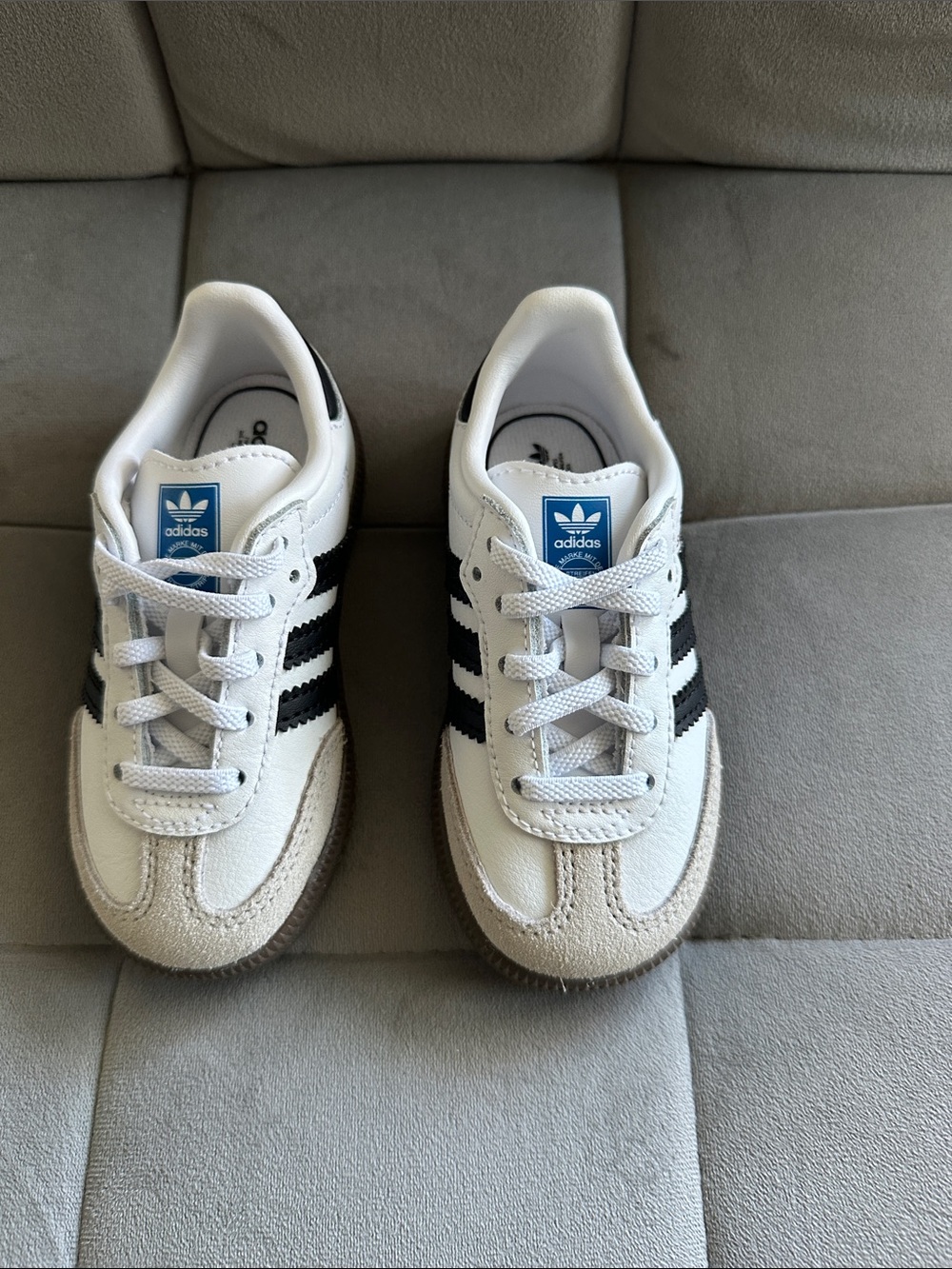 adidas Kids Samba Sneakers in White and Black with Gum Sole - Picture 13 of 13